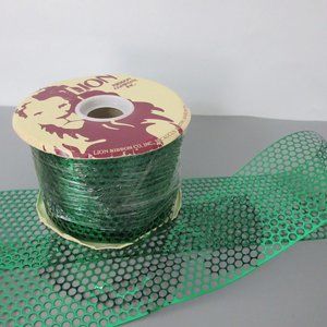 VTG Lion Ribbon Company Harlequin Green Metallic Ribbon 3.25"W x 50 yds+ USA